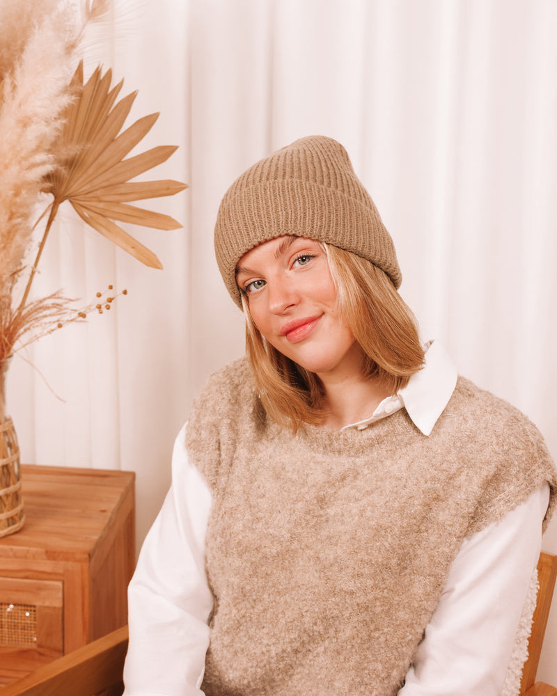 All Over Me Taupe Beanie