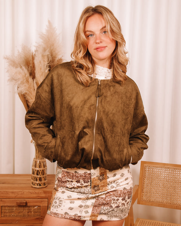 Autumn In New York Suède Olive Green Jacket