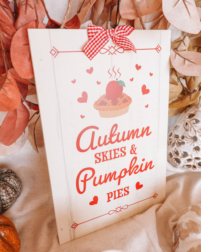 Autumn Skies & Pumpkin Pies Hanging Sign