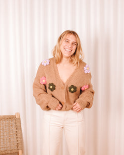 Blooming Bouquet Camel Cardigan
