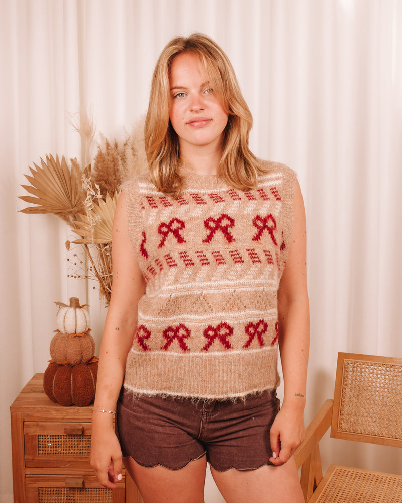Bows & Lipstick Sleeveless Sweater