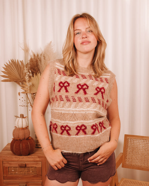 Bows & Lipstick Sleeveless Sweater