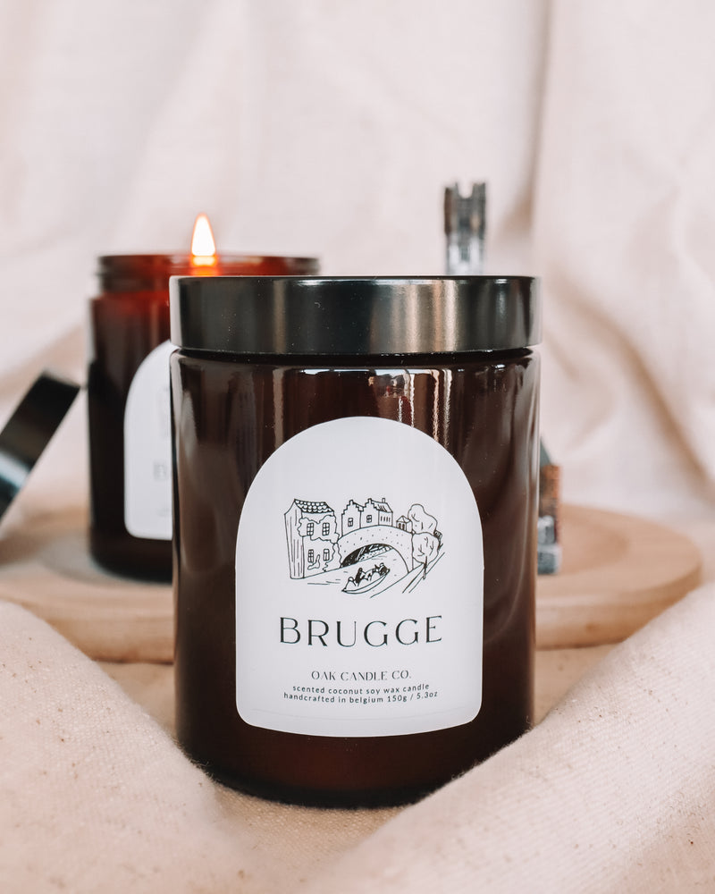 Brugge Amber Glass Jar Candle