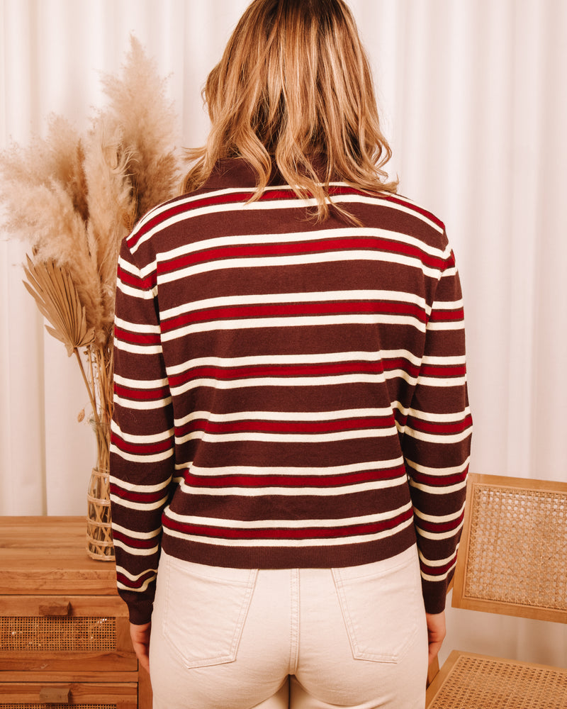 Cinnamon Girl Striped Polo Sweater