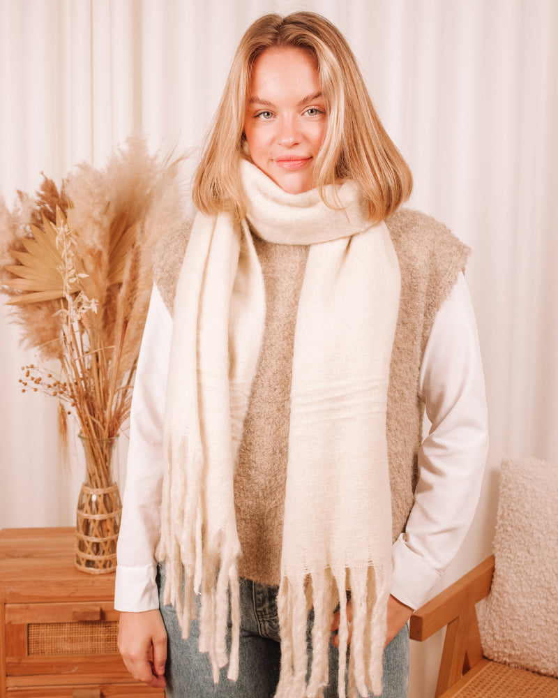 Cozy Mornings Beige Scarf