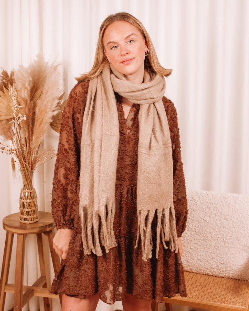 Cozy Mornings Taupe Scarf