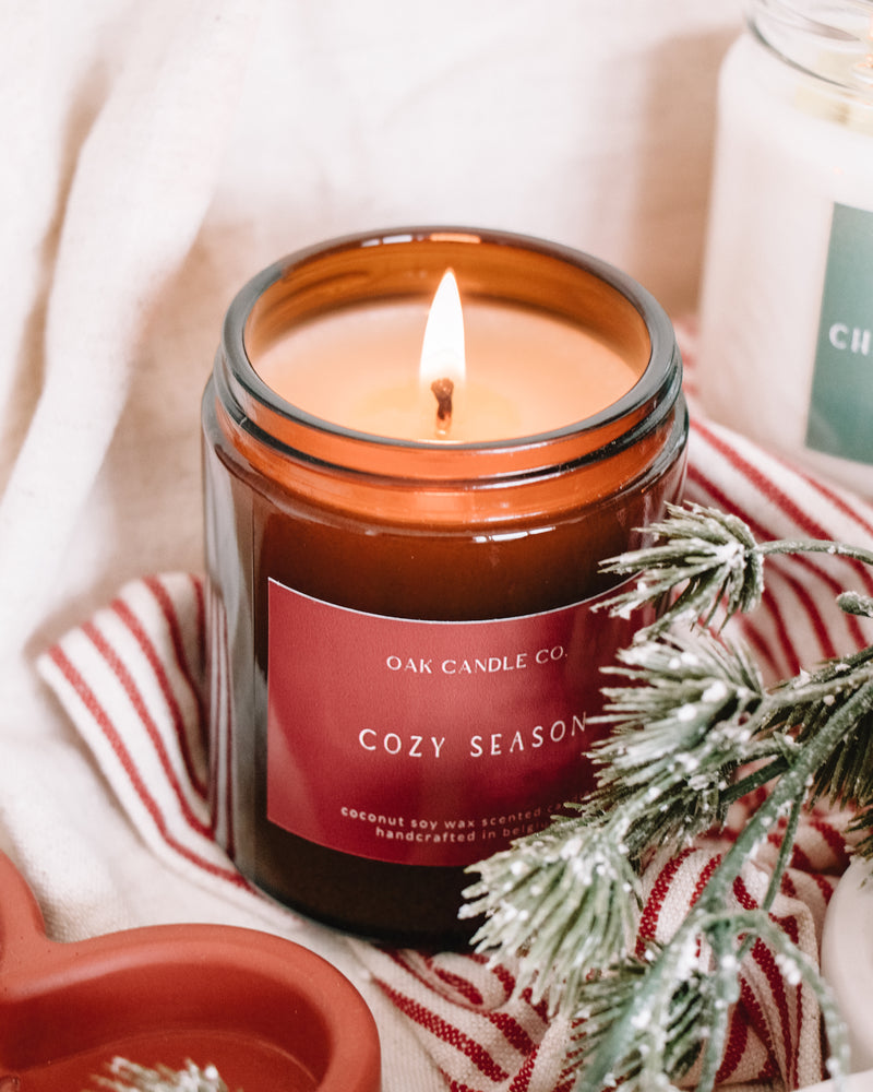 Cozy Season Amber Glass Jar Candle