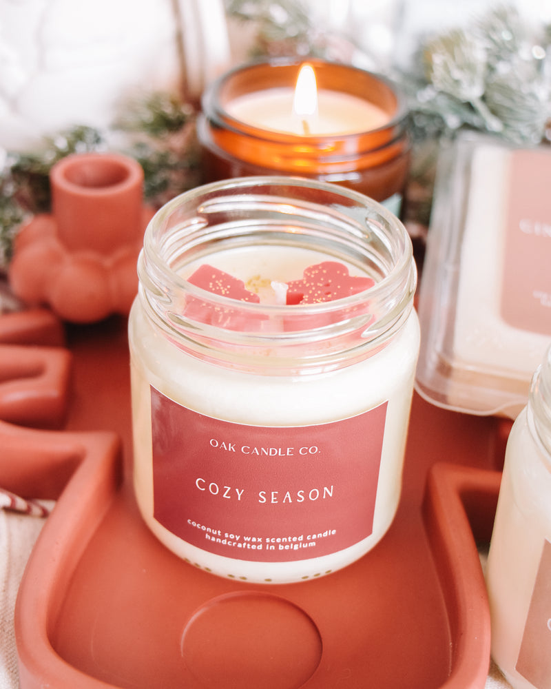 Cozy Season Clear Glass Jar Candle