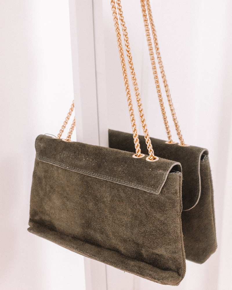 Easy Living Suède Olive Green Leather Purse