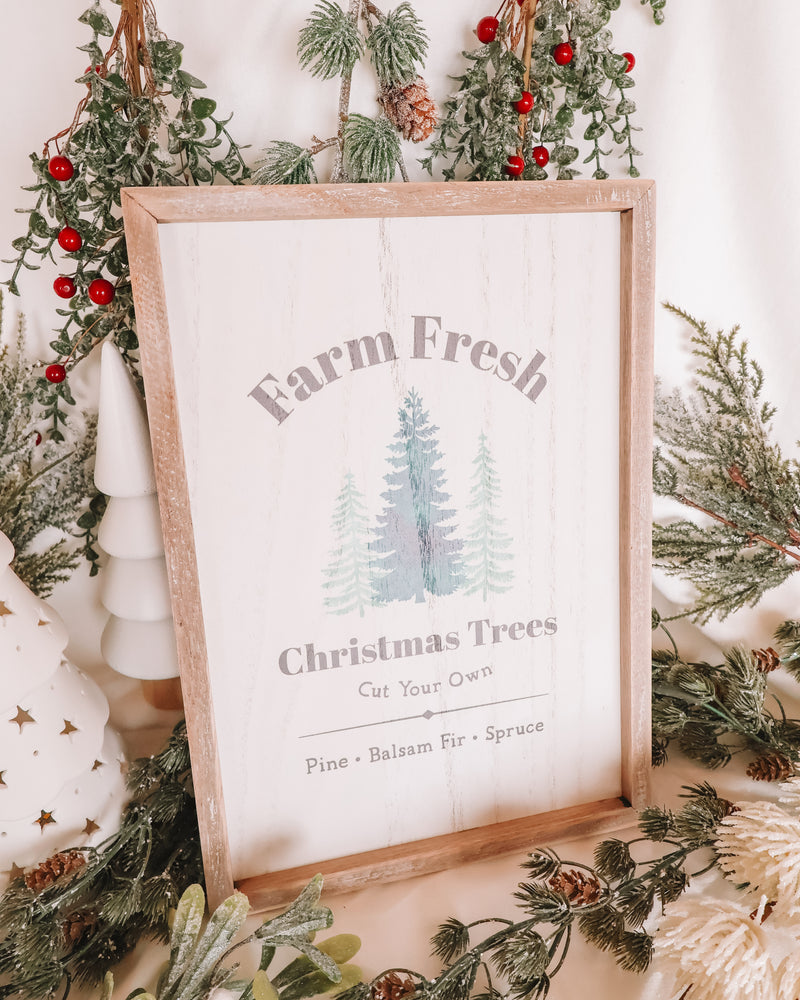 Farm Fresh Christmas Trees Framed Wall Art Print