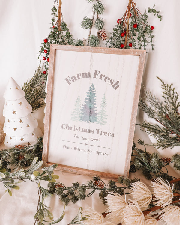 Farm Fresh Christmas Trees Framed Wall Art Print