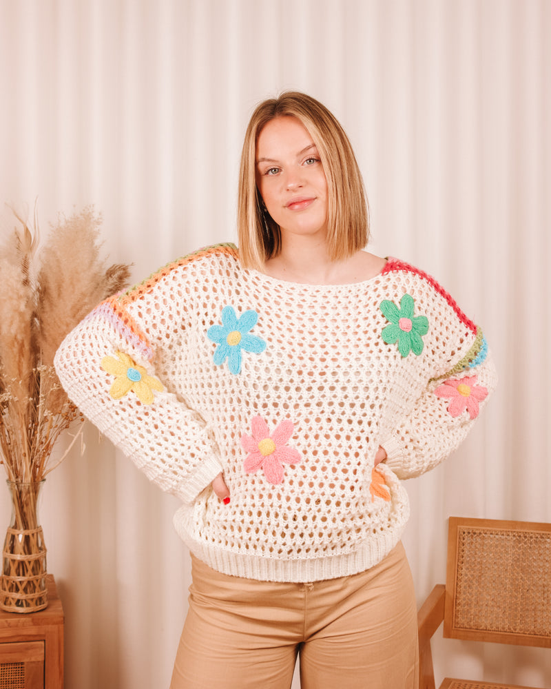 Floral Lover Crochet Sweater