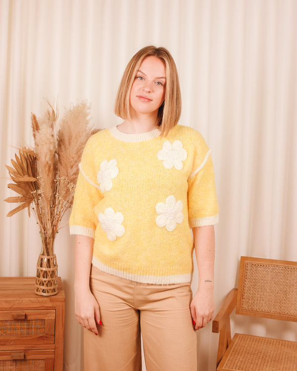 Flower Power Yellow Sweater