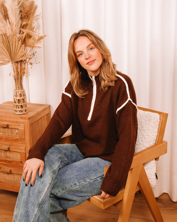 Fool Again Brown Sweater