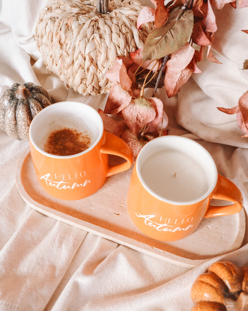 Hello Autumn Coffee Mug Candle