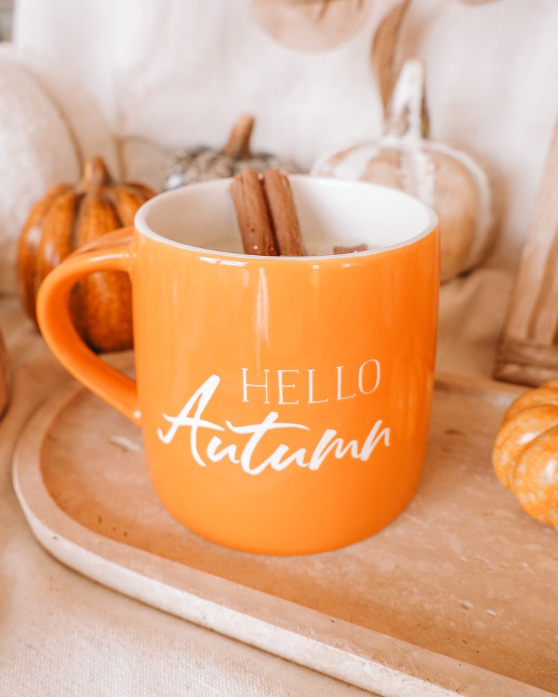 Hello Autumn Coffee Mug Candle