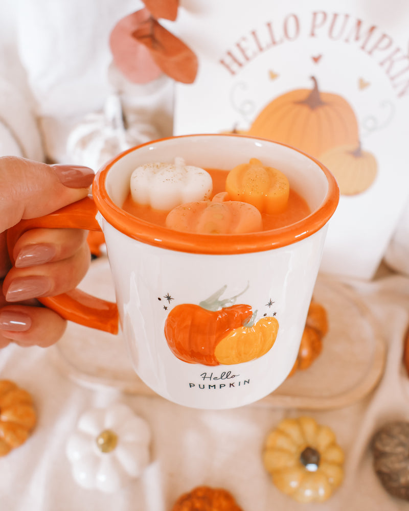 Hello Pumpkin Coffee Mug Candle