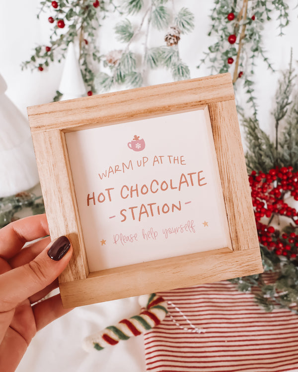 Hot Chocolate Station Wooden Frame Sign