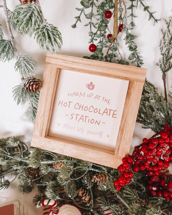 Hot Chocolate Station Wooden Frame Sign