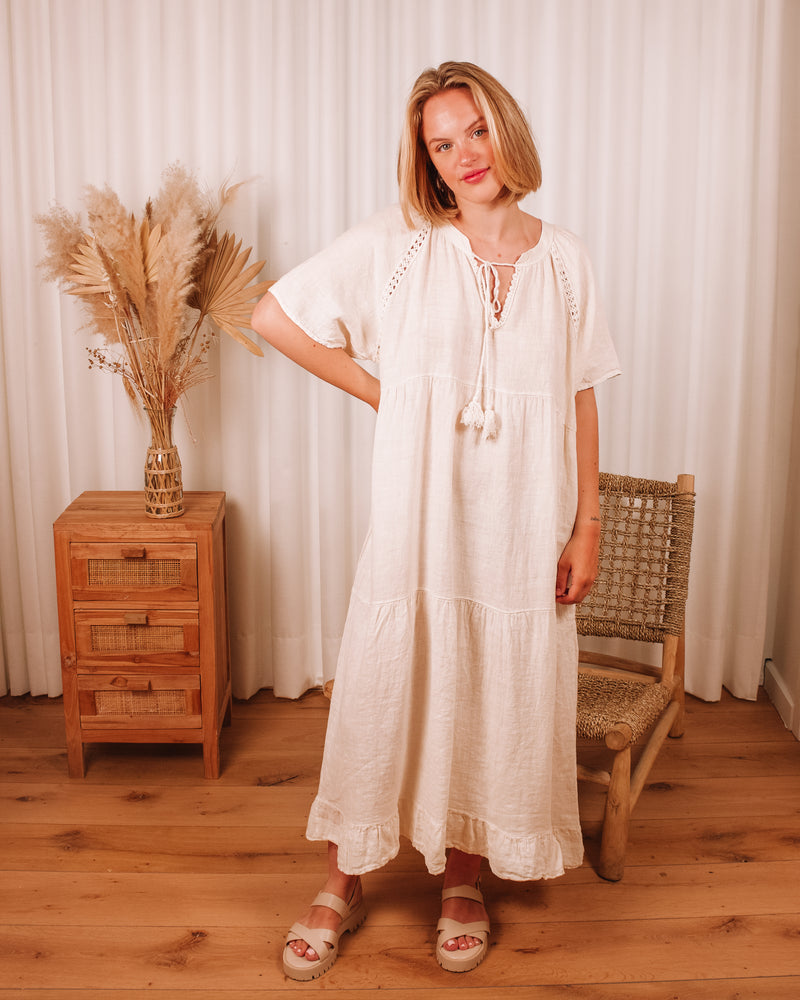 Little Talks Beige Maxi Dress