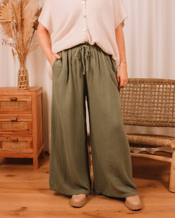 Me & The Sea Olive Green Tetra Pants