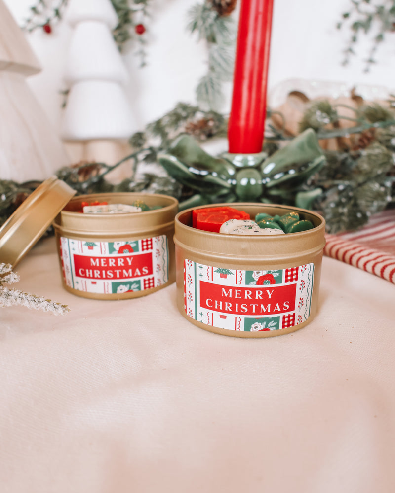Merry Christmas Tin Jar Candle