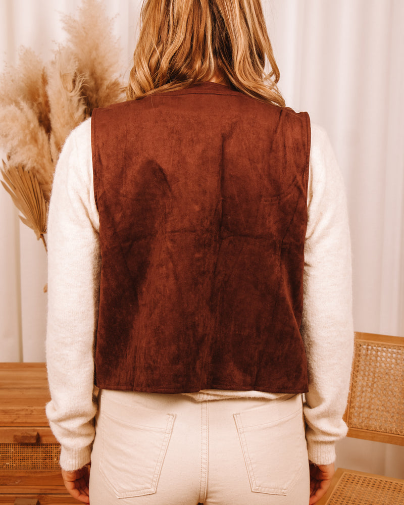 Morning Song Suède Sleeveless Brown Jacket