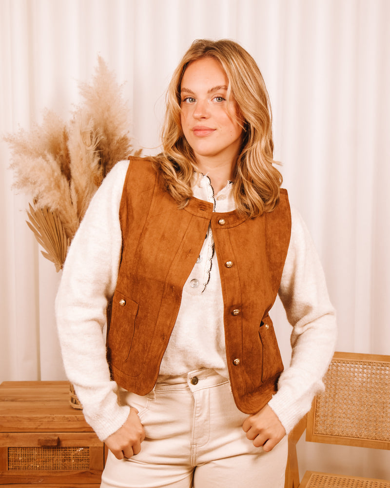 Morning Song Suède Sleeveless Rust Jacket