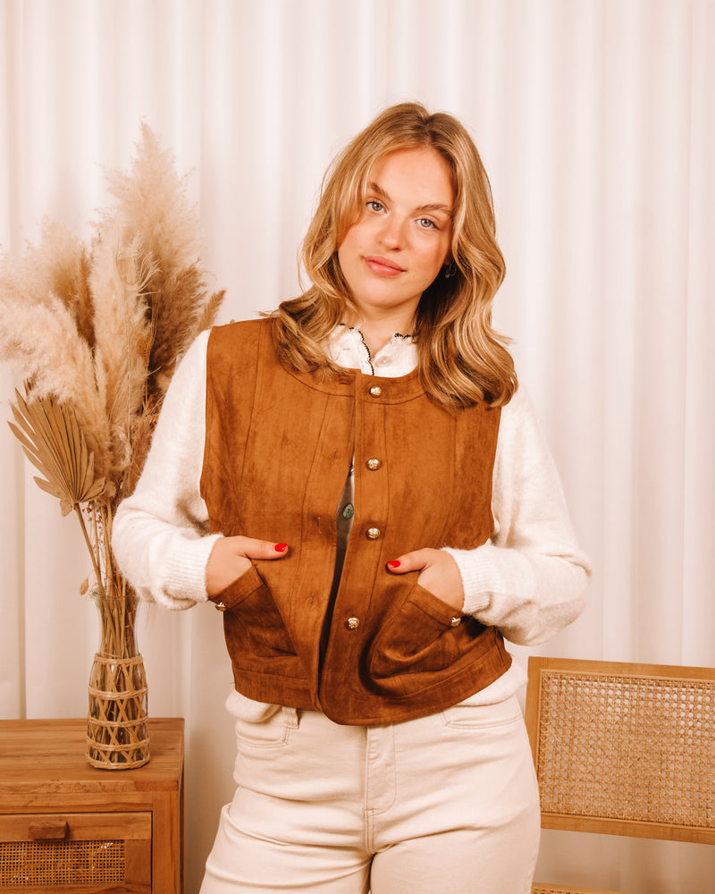 Morning Song Suède Sleeveless Rust Jacket