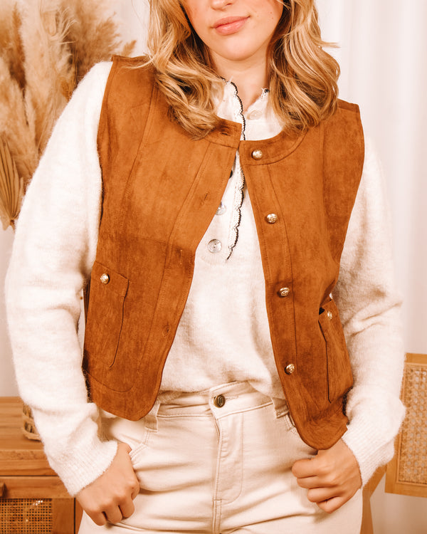 Morning Song Suède Sleeveless Rust Jacket