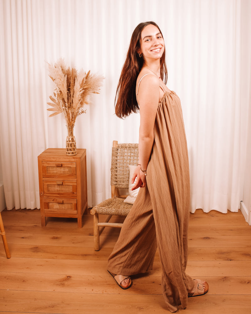 Pack Your Bags Brown Tetra Jumpsuit