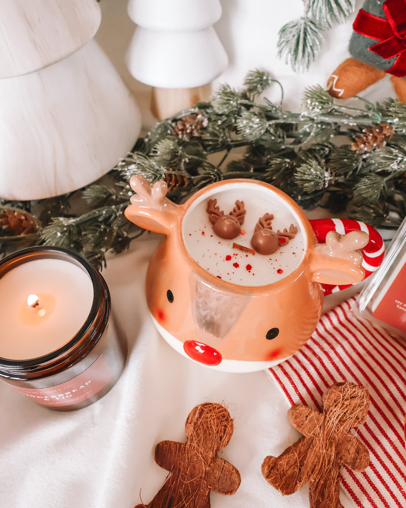 Reindeer Coffee Mug Candle