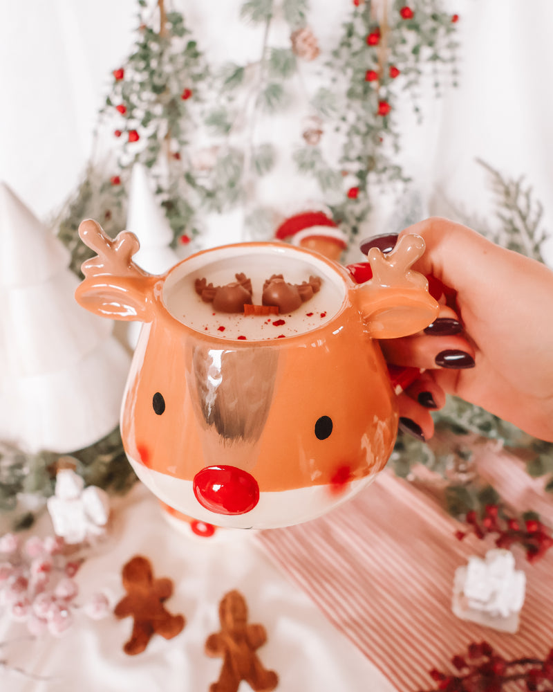 Reindeer Coffee Mug Candle