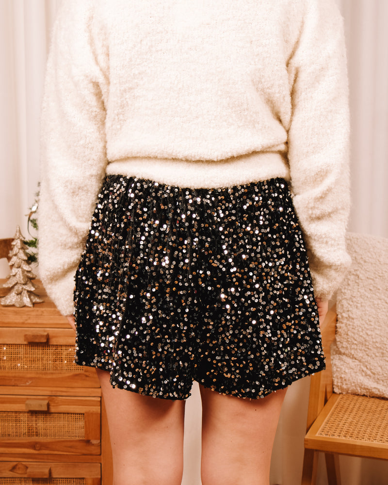 Shine Bright Silver & Black Shorts