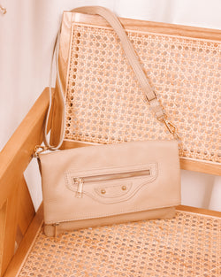Sure Thing Beige Leather Purse