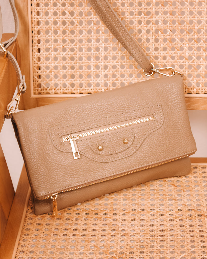 Sure Thing Taupe Leather Purse