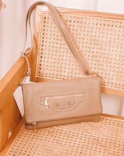 Sure Thing Taupe Leather Purse