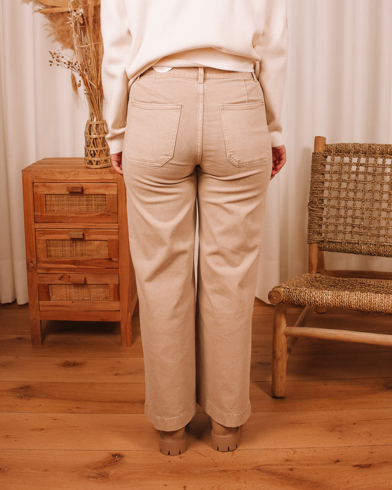 Sweet Honey Beige Wide Leg Pants