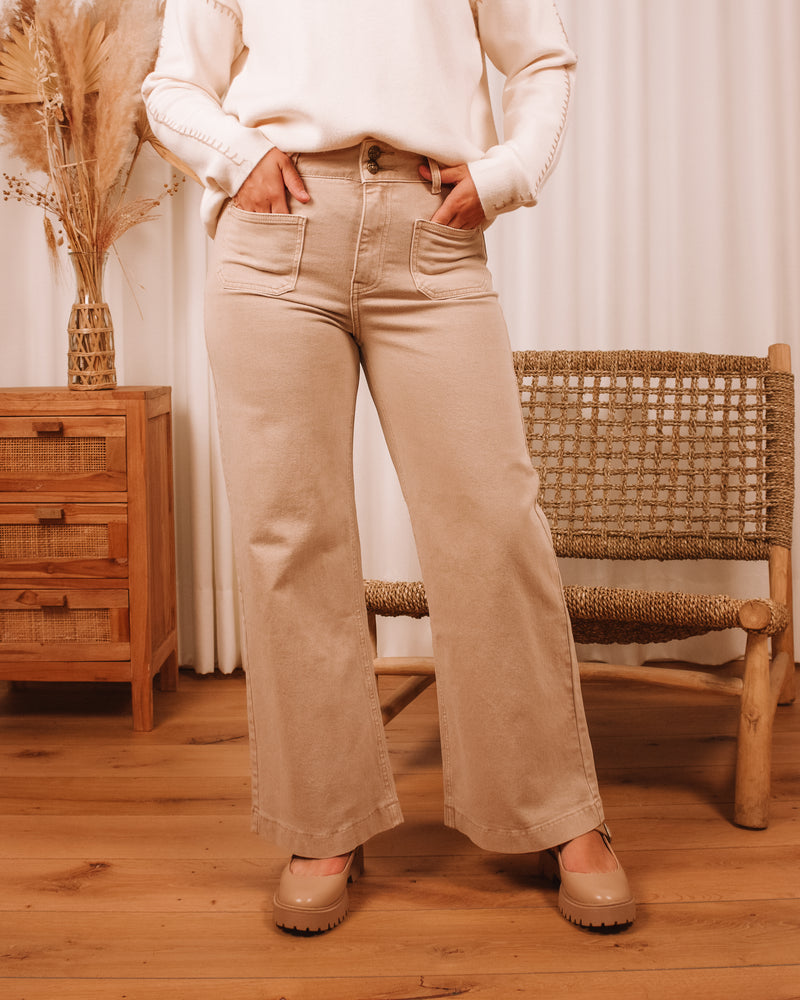 Sweet Honey Beige Wide Leg Pants