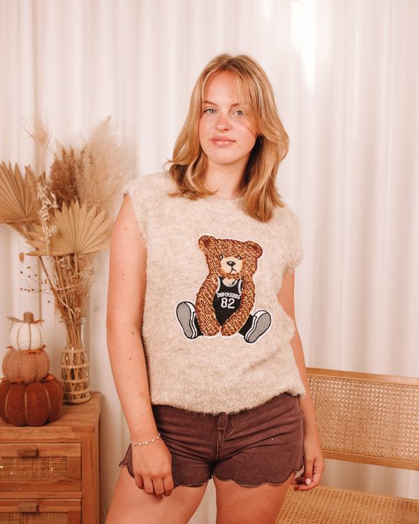 Teddy Bear Sleeveless Sweater