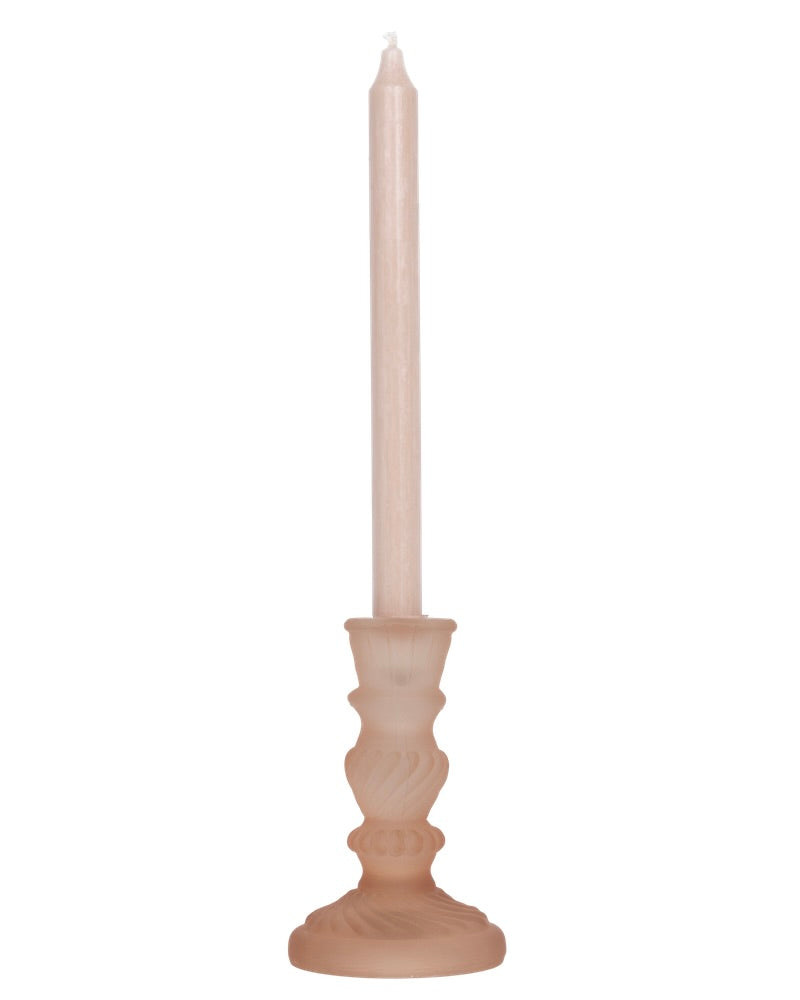 Frosted Antique Glass Blush Candle Holder